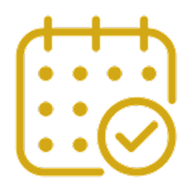 Calendar icon with a check mark.